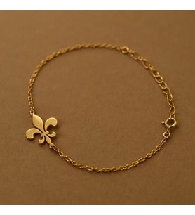 Kişiye Özel Fleur De Lis Zambak Sembol Bileklik 925K Gümüş (Gold)