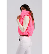 Markano Pembe Sırtı Taş İşlemeli Dik Yaka Kısa Şişme Yelek
