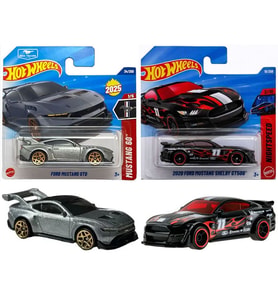2 Araç Set - Hot Wheels 2020 Ford Mustang Shelby GT500 - Siyah & Hot Wheels Ford Mustang GTD - Gri (1/64)