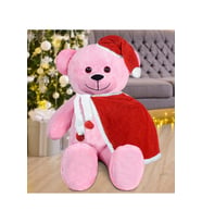 100 Cm Pelerinli Noel Baba Ayıcık Yeni Yıl , Yılbaşı Hediyesi (Pembe)