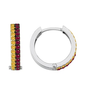 Yakut ve Sarı Safir Taşlı Sarı Kırmızı Halka Küpe 0702E0044