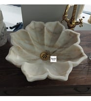 Çiçek Desenli El Oyması Mermer Lavabo
