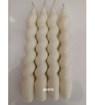 qosrix 4'lü Açık Krem Italyan Burgulu Şamdan Soya Mumu Doğal Kokulu Uzun Çubuk Konik Burgu Mum Spiral Dekoratif