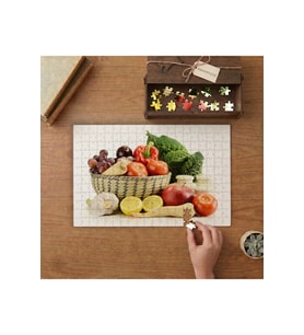 Sepetteki Renkli Sebzeler Tasarımı 240 parça Ahşap Puzzle Ahşap Kutuda MP01691
