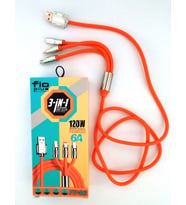 FioPlus FP46 3 IN 1 Üçü Birarada Led Işıklı 120W /6A Hızlı Şarj Kablosu
