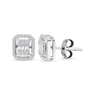 Modern Tasarım 0.55 Ct Baget Kare Tektaş Küpe