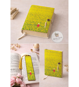 Kitap Kılıfı ve Metal Kitap Ayracı Seti (Ayçiçeği Düşü)