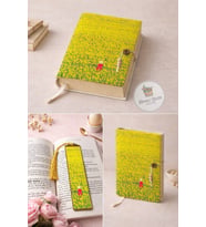 Kitap Kılıfı ve Metal Kitap Ayracı Seti (Ayçiçeği Düşü)