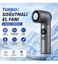 Turbo Buzlu Fan Dijital Ekranlı Şarjlı Mini El Vantilatörü – 100 Kademeli Ayar, 3000MAH Batarya, Type-C Şarj