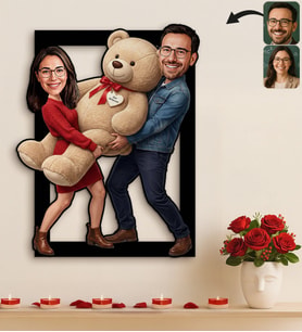 BK Gift Kişiye Özel Sevgili Karikatürlü 3D Ahşap Tablo -12, Fotoğraftan Karikatür, Sevgililer Günü Hediyesi, Ev Hediyesi
