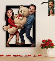 BK Gift Kişiye Özel Sevgili Karikatürlü 3D Ahşap Tablo -12, Fotoğraftan Karikatür, Sevgililer Günü Hediyesi, Ev Hediyesi