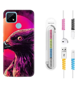 Realme C11 C21 C21Y C25Y C11 2021 Kılıf Kablo Koruma Spiral Silikon Red Eagle 1752