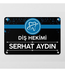 Diş Hekimlerine Özel Siyah Kapı Tabela Büro Ofis Giriş Tabelası