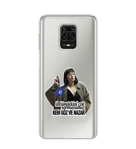 Xiaomi Redmi Note 9S - Redmi Note 9 PRO Uyumlu Kem Göz ve Nazar Tasarımlı Şeffaf Telefon Kılıfı