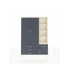 Arges Gardrop 5 Raflı 4 Çekmeceli Tek Askılı 132x30x195 Aytaşı-Antrasit