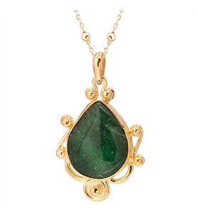 Gümüşcüm Jade Yeşim Taşlı Otantik Altın Kaplama Gümüş Kadın Kolye