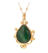 Gümüşcüm Jade Yeşim Taşlı Otantik Altın Kaplama Gümüş Kadın Kolye