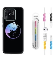 Xiaomi Redmi Note 7 8 9 Pro 10 2022 10 Pro 10S Kılıf Kablo Koruma Spiral Silikon Love Cats 1604