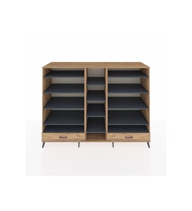 Kronos Dolap 14 Raflı 2 Çekmeceli  220x59x163 Çam-Antrasit/Çam
