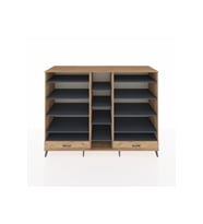 Kronos Dolap 14 Raflı 2 Çekmeceli  220x59x163 Çam-Antrasit/Çam
