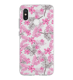 Xiaomi Mi 8 Uyumlu Kapak Floral Pembe Tasarımlı Şeffaf Silikon Kılıf