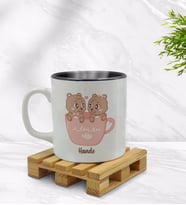 BK Gift Kişiye Özel Sevimli Çiftler Tasarımlı İçi Siyah Renkli Kupa Bardak Model 8