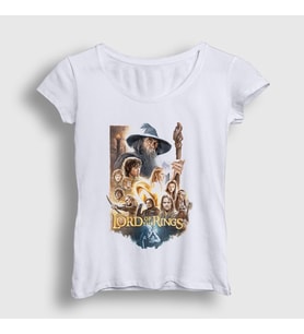 Presmono Kadın Beyaz Poster Yüzüklerin Efendisi The Lord Of The Rings T-Shirt 361973tt