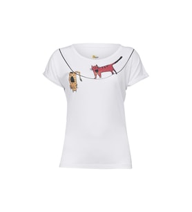 Biggdesign Cambaz Kedi T-Shirt (Beyaz)