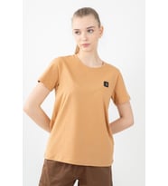 Maraton Regular Kadın Bisiklet Yaka Koyu Bej T-shirt
