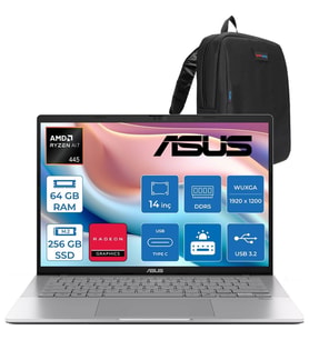 Asus Vivobook M3407GA Amd Ryzen Aı 7 445 Aı 64GB Ddr5 256GB SSD 14.0-Inch, Wuxga (1920 x 1200) OLED 0.2ms 300NITS Freedos Taşınabilir Bilgisayar WSF013F21+ZETTAÇANTA