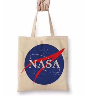 Nasa Logosu Bez Çanta Uzun Saplı