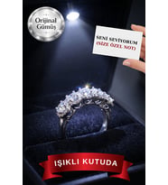 IŞIKLI KUTUDA GÜMÜŞ KADIN PRENSES BEŞTAŞ YÜZÜK