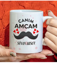 BK Gift Kişiye Özel Canım Amcam Tasarımlı Beyaz Kupa Bardak, Doğum Günü Hediyesi