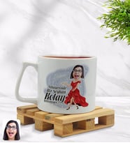 BK Gift Kişiye Özel Kadın Kolay Yetişmiyor Karikatürlü Middle Beyaz Kupa Bardak Model 1