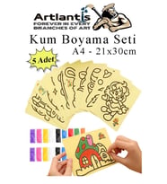 Kum Boyama Seti 5 Adet 20x30 cm A4 Boyutunda Büyük Boy Kaliteli Kum Boyama Çalışması Tuz Boyama Etkinlik (Çok Renkli)