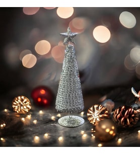 VIP DELUXE GÜMÜŞ  METAL YILBAŞI ÇAM AĞACI PARLAK SİMLİ NOEL AĞACI 21 CM ÇAM AĞACI DEKOR ÇAM GOLD