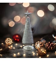 VIP DELUXE GÜMÜŞ  METAL YILBAŞI ÇAM AĞACI PARLAK SİMLİ NOEL AĞACI 21 CM ÇAM AĞACI DEKOR ÇAM GOLD
