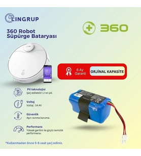 360 Vacuum Mop Cleaner S7 Robot Süpürge Uyumlu Batarya 3500 mAh -