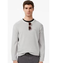 Lacoste Erkek Classic Fit Piramit Örgü %100 Yün Kazak Gri