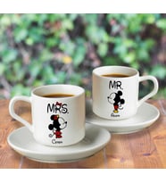 Mickey & Minnie Mouse Sevgili Çift Tasarımlı İkili Türk Kahvesi Fincanı Kişiye Özel