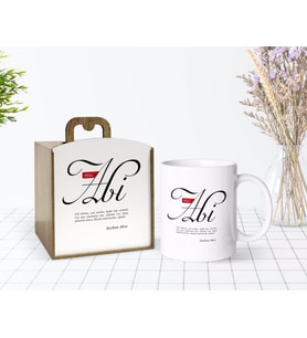 BK Gift Kişiye Özel Ahşap Kutuda Mânâ Abi Tasarımlı Beyaz Kupa Bardak-1