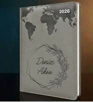 BK Gift Kişiye Özel İsimli Termo Sert Kapak 2026 Gri Ajanda -9, Öğretmenler Günü Hediyesi, Yeni İş Hediyesi
