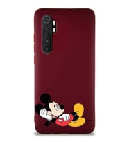 Xiaomi Mi Note 10 Lite Soft Premier Kapak Mickey Mouse-F Tasarımlı Silikon Kılıf - Mürdüm (Şeffaf)