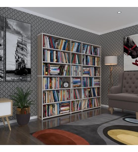 Kenzlife kitaplık süper ga 180*200*19 crd 6 katlı 3 bölme çift bölme opsiyonlu ofis mutfak banyo dolabı arkalıksız