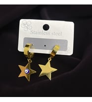 Şık Gold Renk Yıldız Tasarımlı 316L Nazar Boncuğu Detaylı