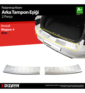Renault Megane 4 HB Krom Arka Tampon Eşiği 2016-2020