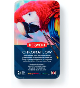 Derwent Chromaflow Renkli Kalem, 24'Lü Set, Metal Kutuda, 3,5 Mm Uç Kalınlığı, Yumuşak Dokulu Karışt