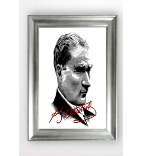 Gümüş Çerçeveli Atatürk Tablo cv1352