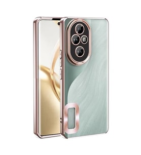 Coverzone Honor 200 ile uyumlu K?l?f Kamera Korumal? Logo G�steren Parlak renk kenar �izgileri ile ??k bir tasar?m Colored Z-Omega Kapak Rosegold