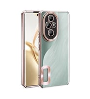 Coverzone Honor 200 ile uyumlu K?l?f Kamera Korumal? Logo G�steren Parlak renk kenar �izgileri ile ??k bir tasar?m Colored Z-Omega Kapak Rosegold